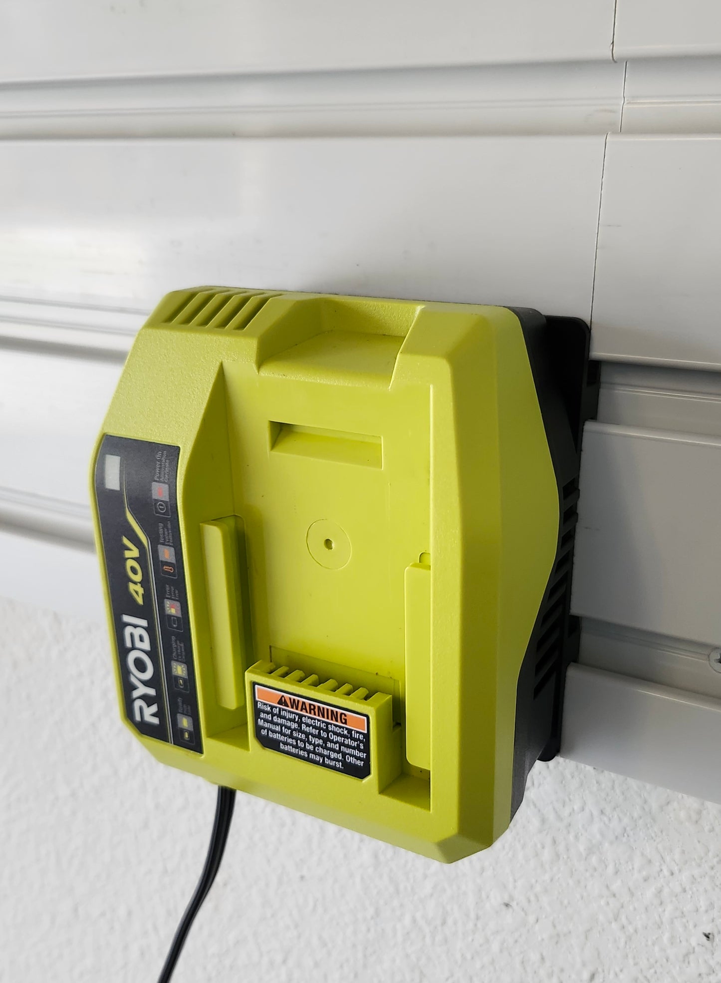 Ryobi 40v Battery Charger (OP408) to Gladiator Geartrack Mount
